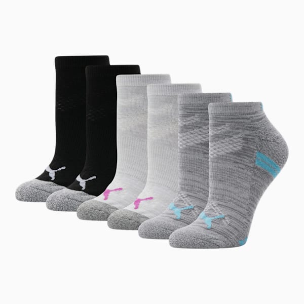 Women's Half-Terry Low Cut Socks [6-Pack], GREY / PURPLE, extralarge